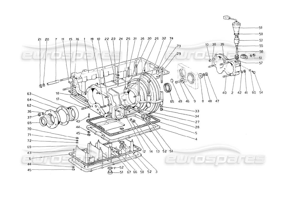 a part diagram from the ferrari 208 gt4 dino (1975) parts catalogue