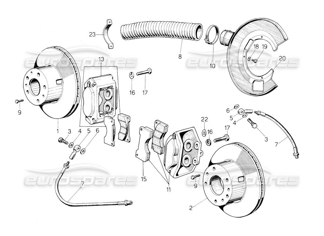 a part diagram from the lamborghini countach 5000 qvi (1989) parts catalogue