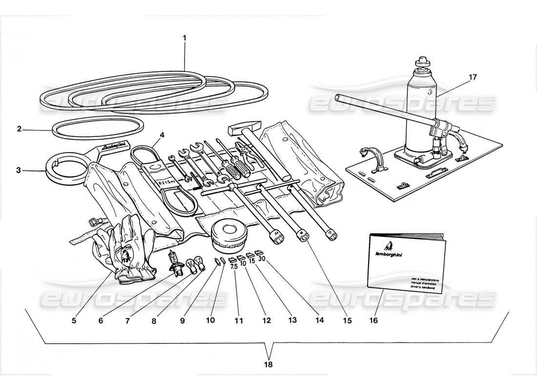 a part diagram from the lamborghini lm002 (1988) parts catalogue
