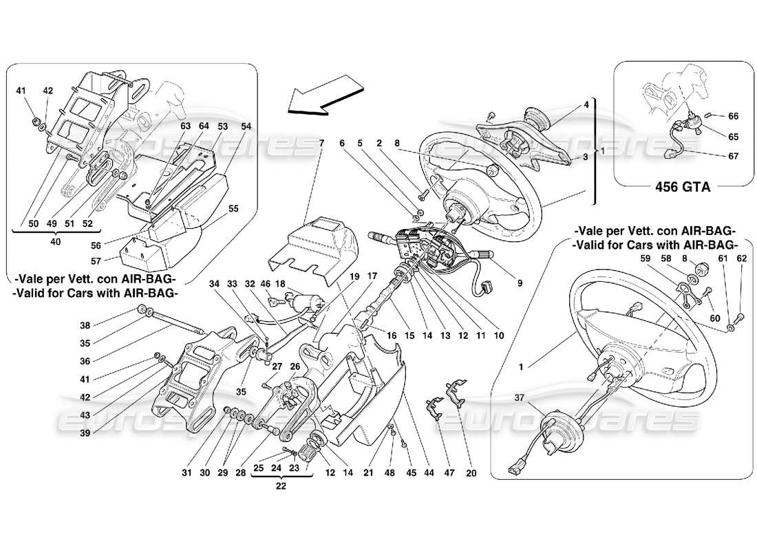 ferrari 456 gt/gta steering column parts diagram