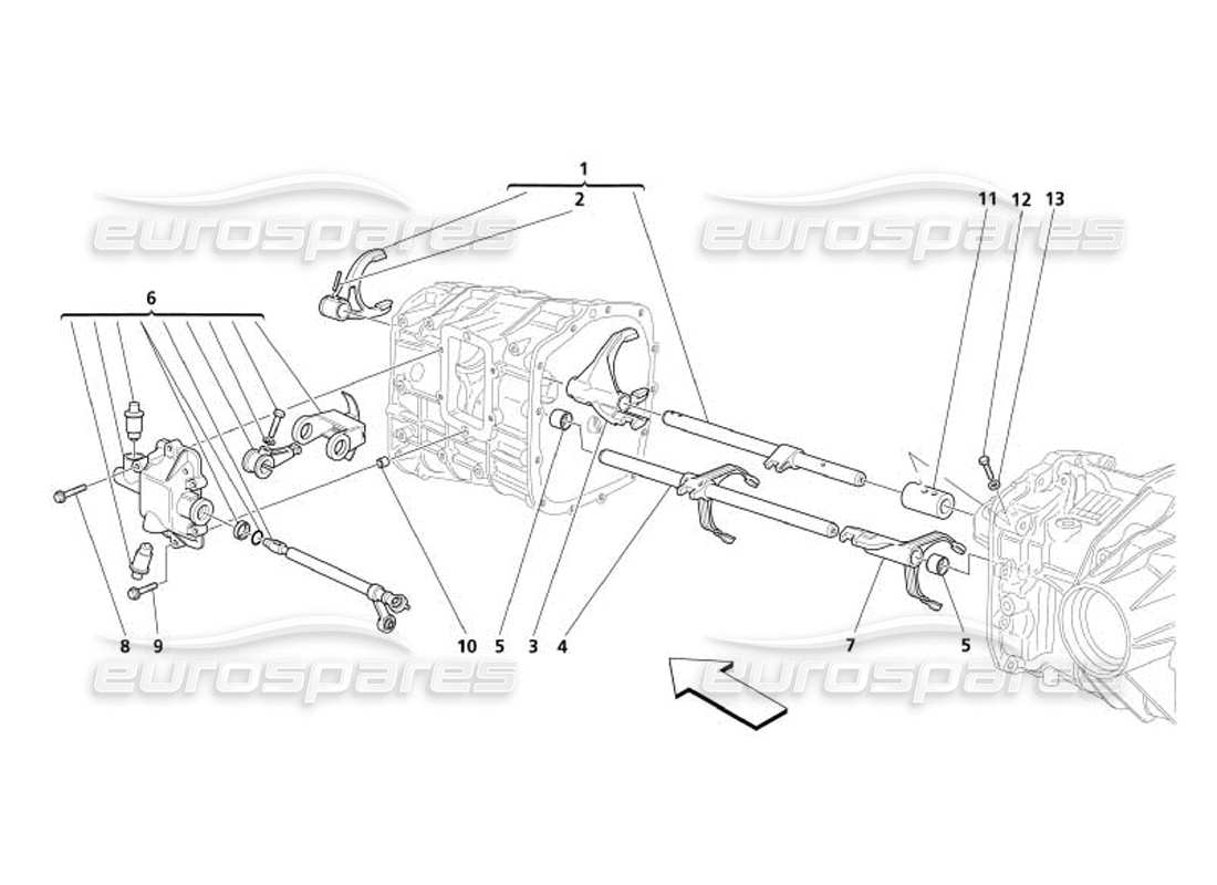 maserati 4200 spyder (2005) inner gearbox controls parts diagram