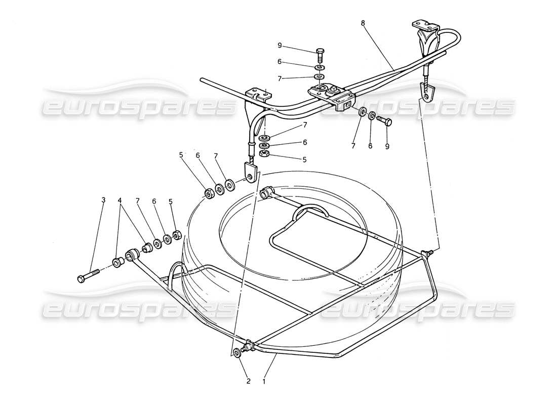 maserati biturbo spider spare wheel lifting device part diagram