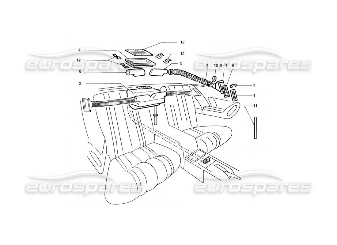 ferrari 412 (coachwork) inner rear ac unit parts diagram