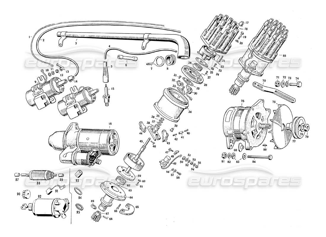 maserati mistral 3.7 electrical equipment - engine parts diagram