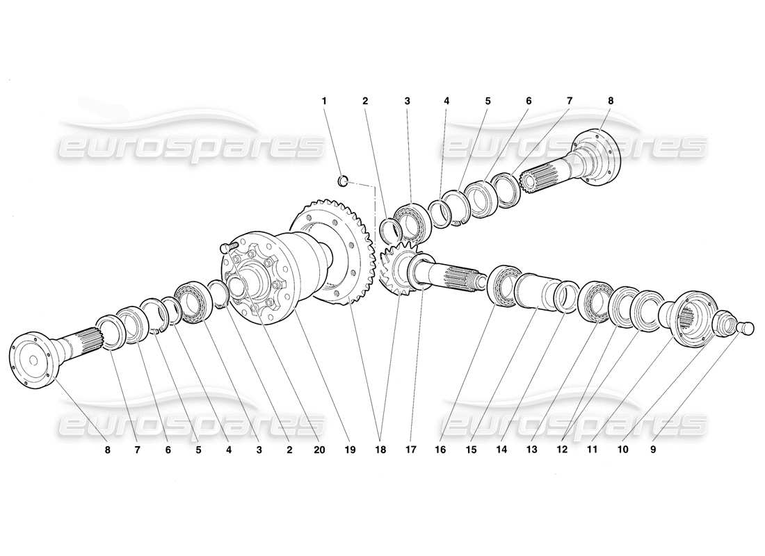 lamborghini diablo vt (1994) front differential part diagram