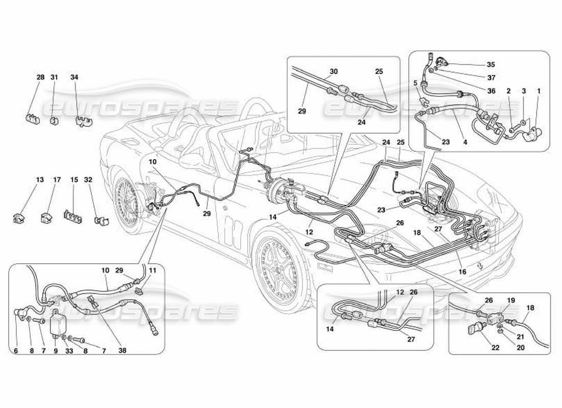 ferrari 550 barchetta brake system -valid for gd- parts diagram