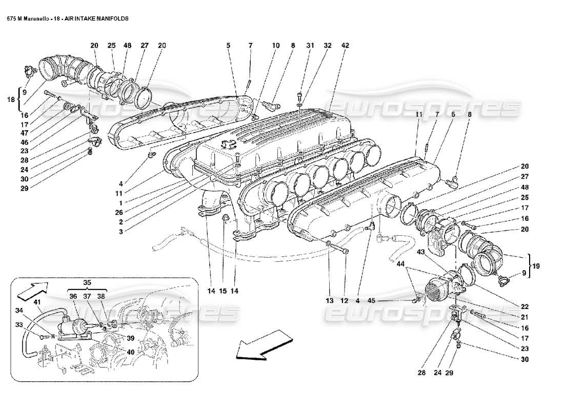 ferrari 575m maranello air intake manifolds parts diagram