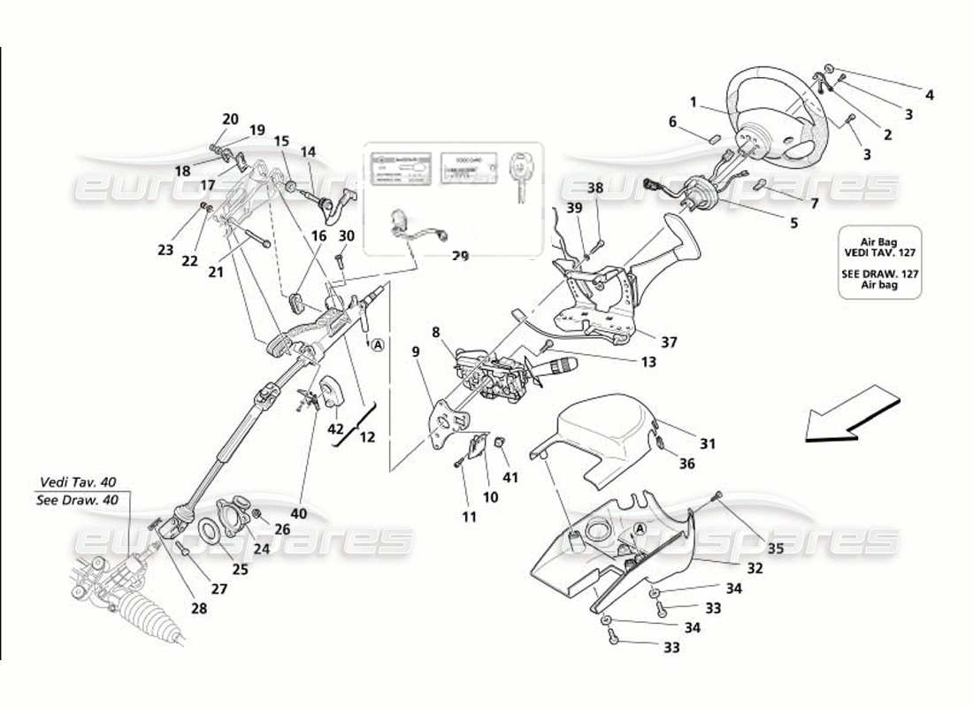 maserati 4200 gransport (2005) steering column part diagram