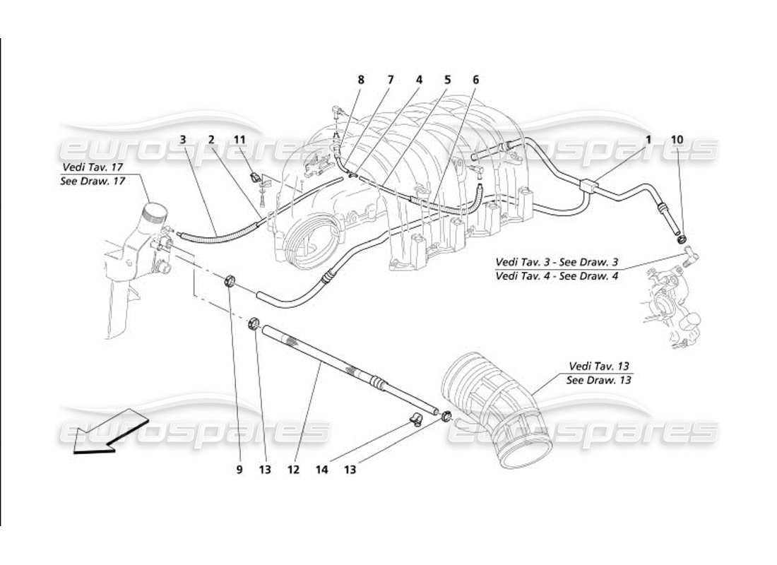 maserati 4200 coupe (2005) blow - by system part diagram