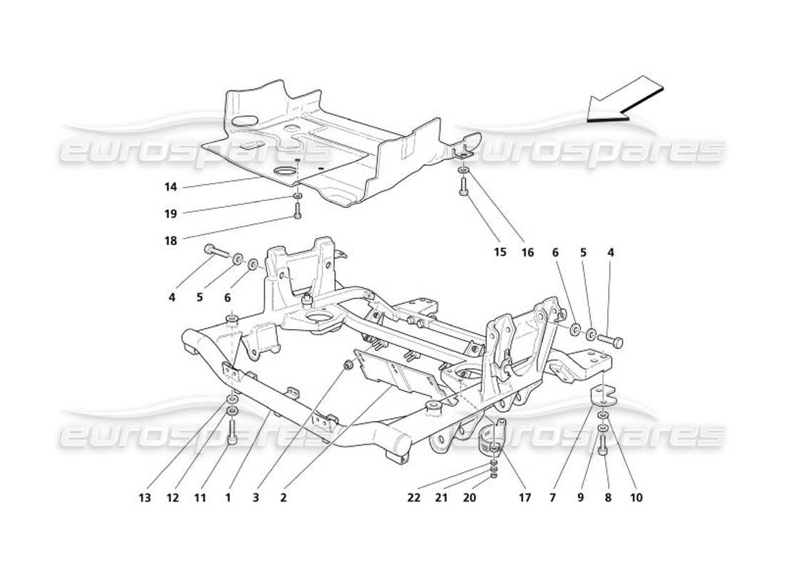 maserati 4200 spyder (2005) front under frame and undermotor shields parts diagram