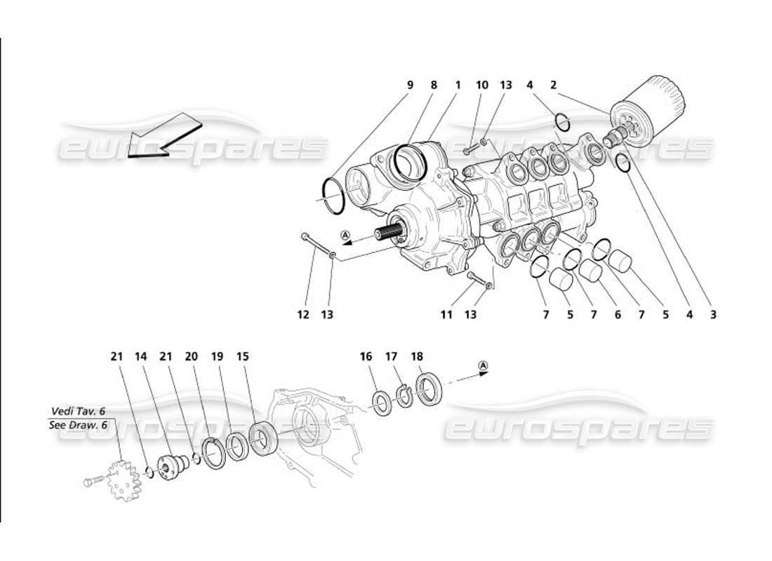 maserati 4200 coupe (2005) water-oil pump part diagram