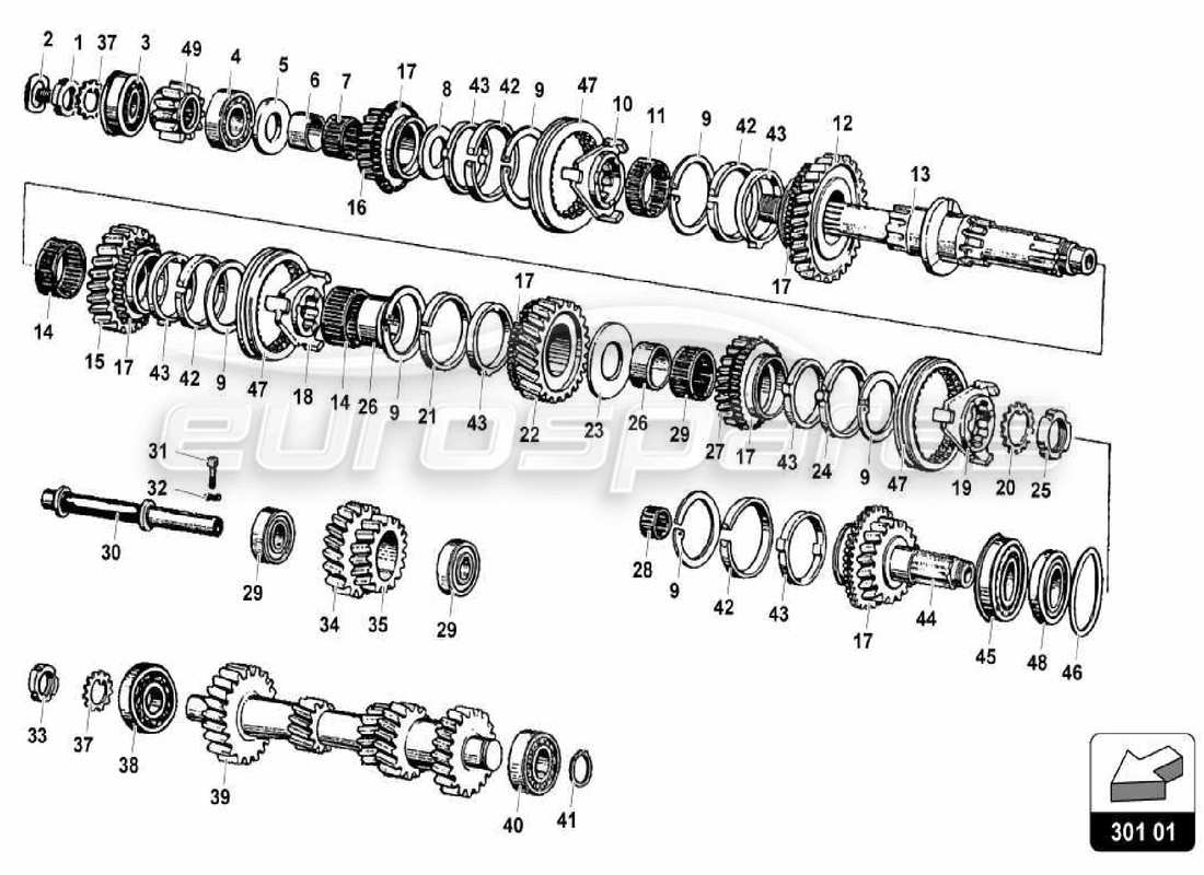 lamborghini miura p400 shaft assembly parts diagram