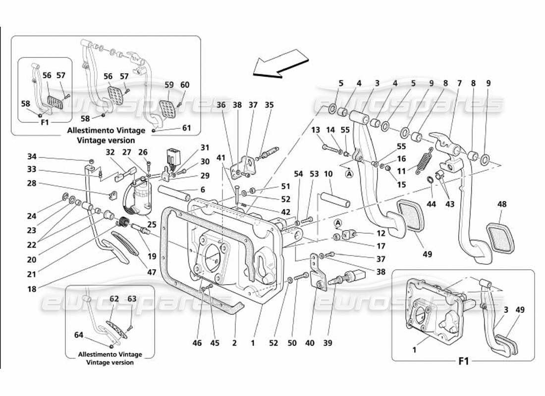 maserati 4200 coupe (2005) pedals and electronic accelerator control -valid for gd- part diagram