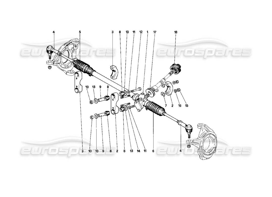 ferrari mondial 3.2 qv (1987) steering box and linkage part diagram