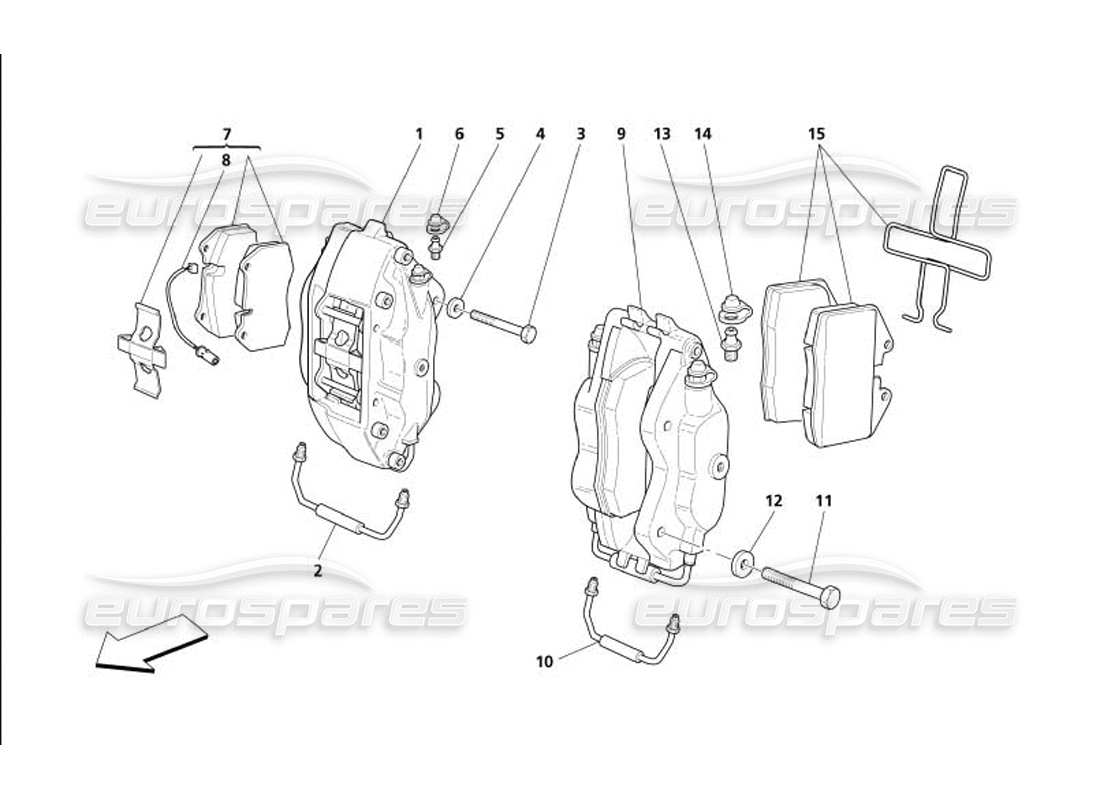 maserati 4200 coupe (2005) brake calipers part diagram