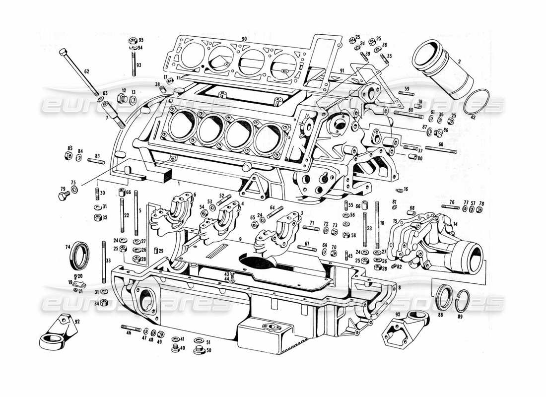 maserati indy 4.2 engine housing part diagram