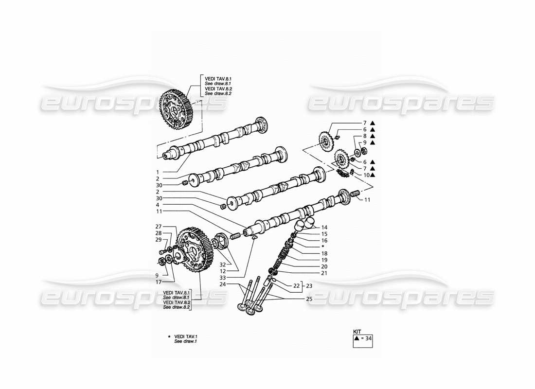 maserati qtp. 3.2 v8 (1999) timing part diagram