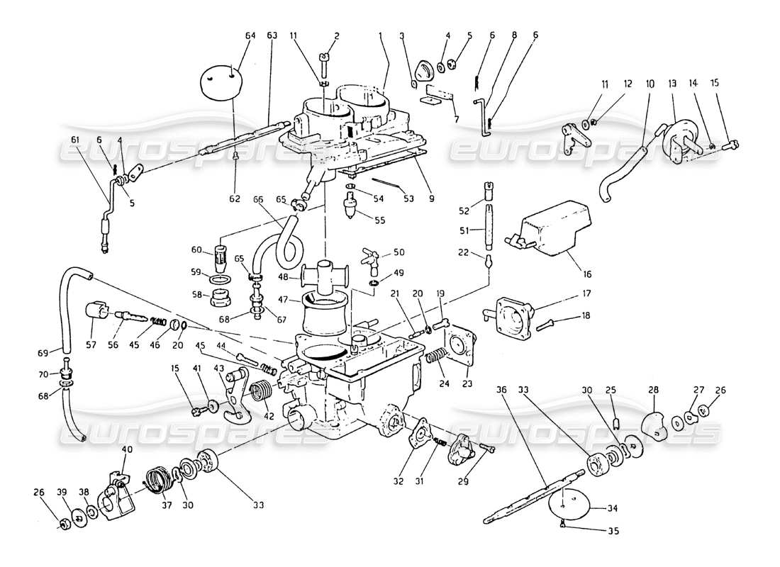 maserati biturbo 2.5 (1984) carburetor components parts diagram