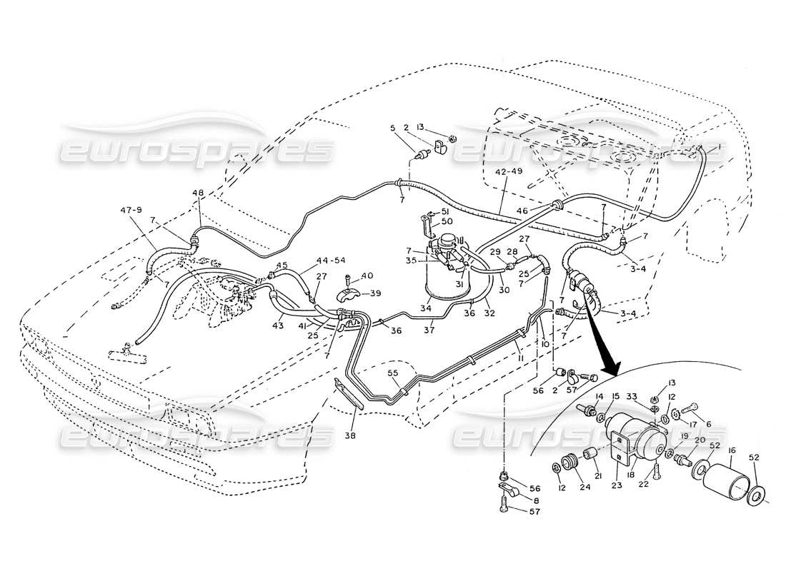 maserati ghibli 2.8 (non abs) fuel pipes, (2800cc) part diagram