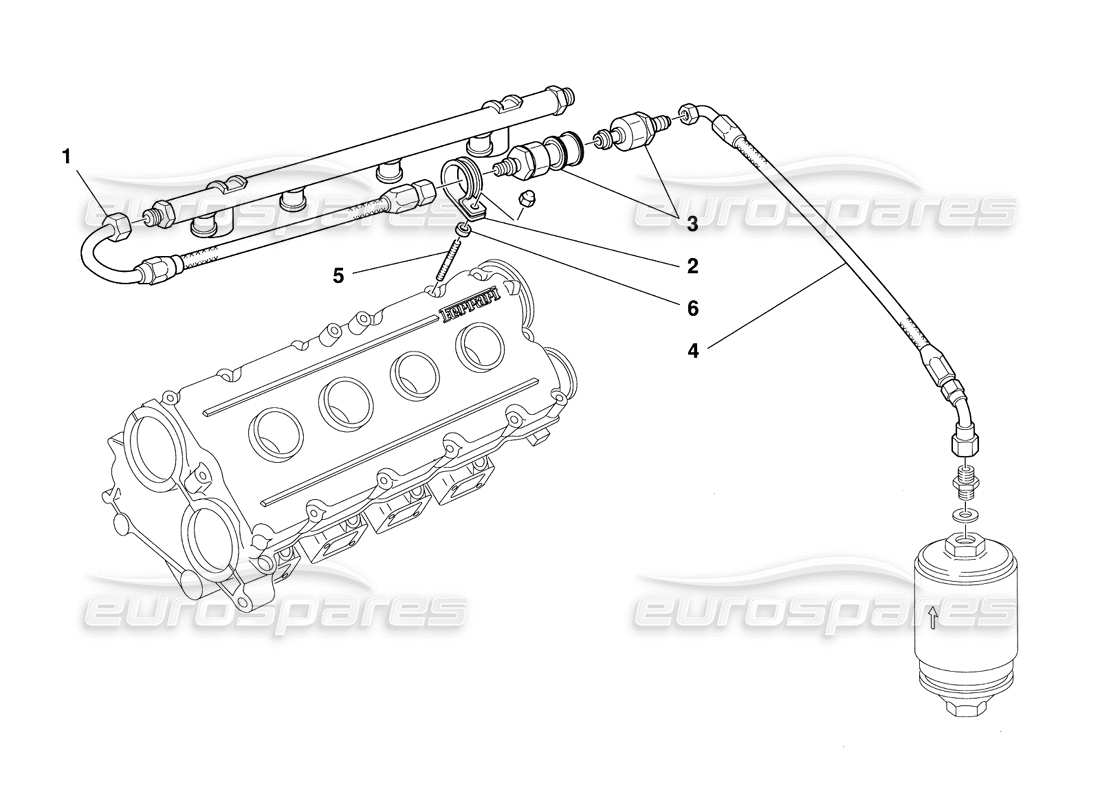 ferrari 348 challenge (1995) fuel feed system parts diagram