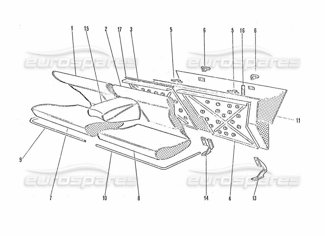 ferrari 365 gtc4 (coachwork) rear seats part diagram