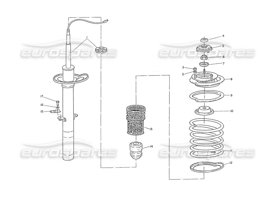maserati ghibli 2.8 (non abs) front shock absorber part diagram