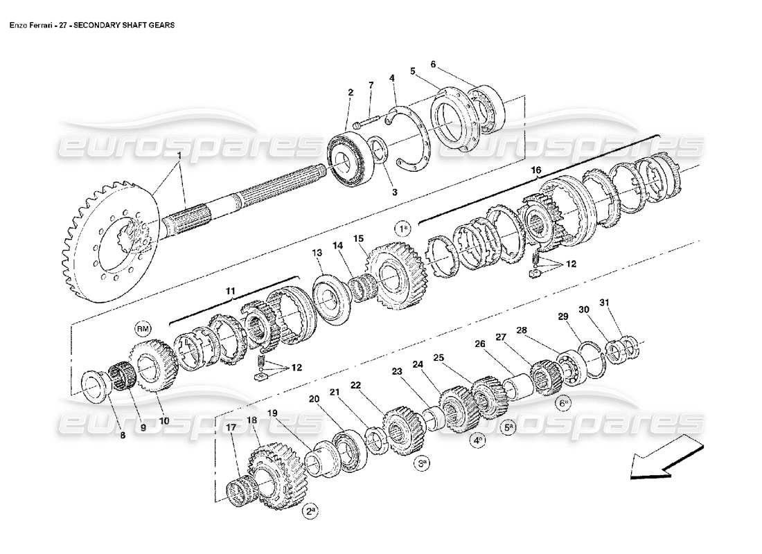 ferrari enzo secondary shaft gears parts diagram