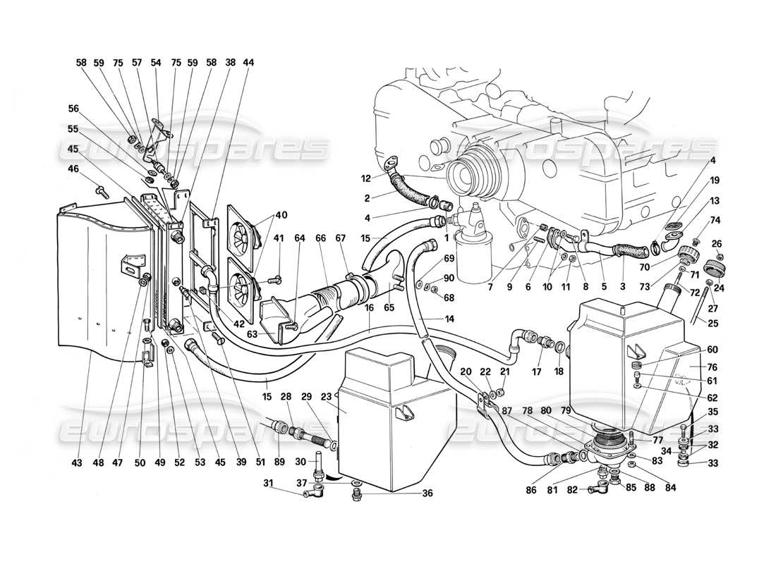 ferrari testarossa (1987) lubrication parts diagram