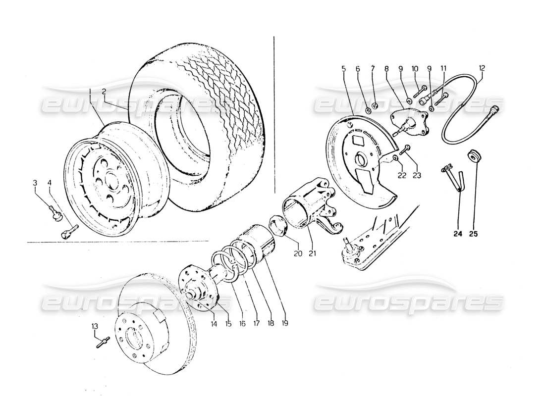 lamborghini urraco p250 / p250s front suspension parts diagram