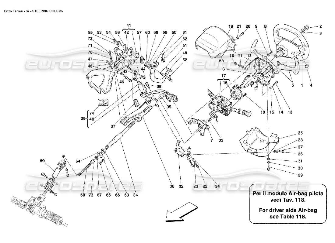 ferrari enzo steering column parts diagram