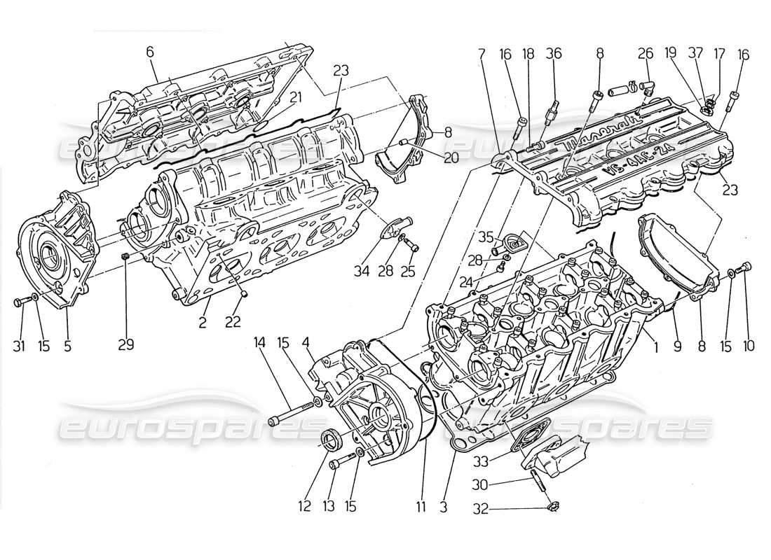 maserati 2.24v cylinder heads parts diagram