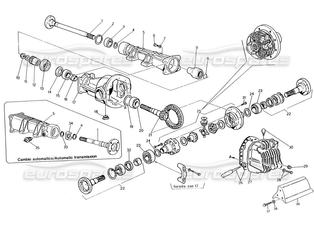 maserati 222 / 222e biturbo differential parts diagram