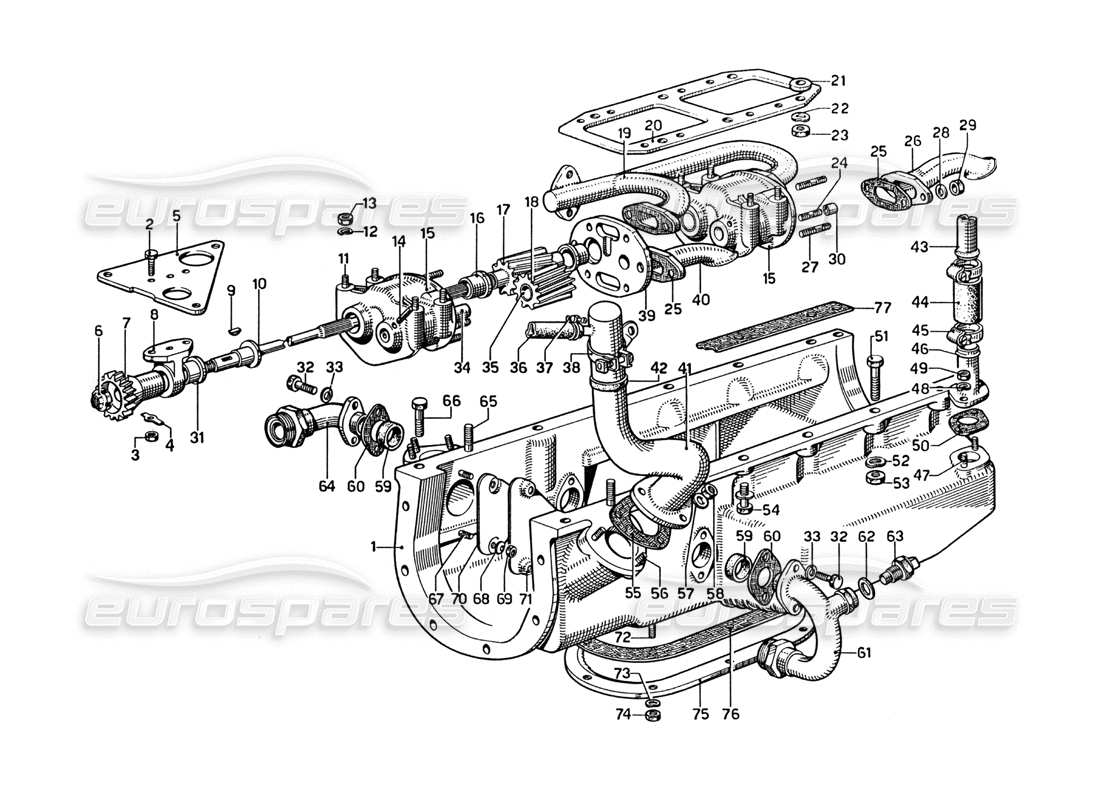 ferrari 275 gtb4 oil sump and scavenge pumps part diagram