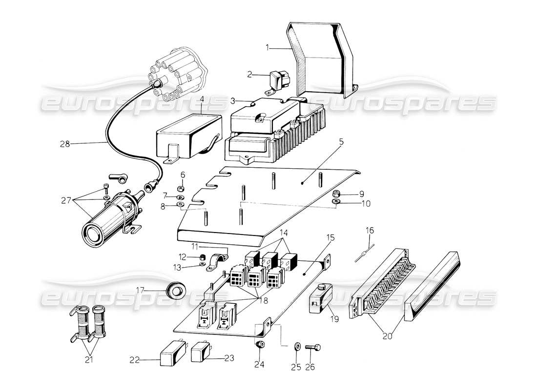 lamborghini countach 5000 s (1984) electrical system parts diagram