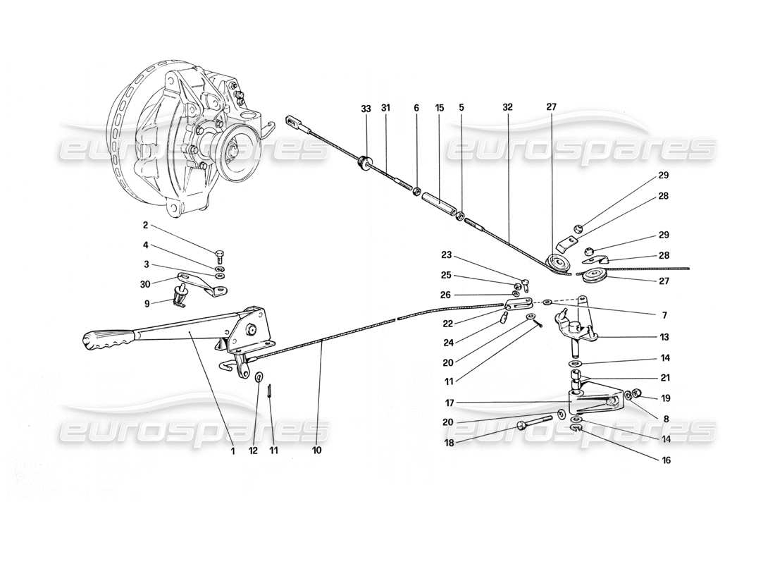 ferrari 308 quattrovalvole (1985) hand - brake control parts diagram