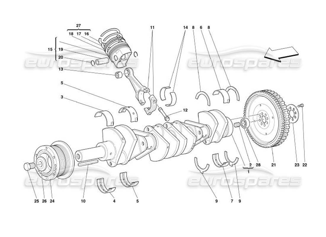 ferrari 575 superamerica driving shaft - connecting rods and pistons parts diagram