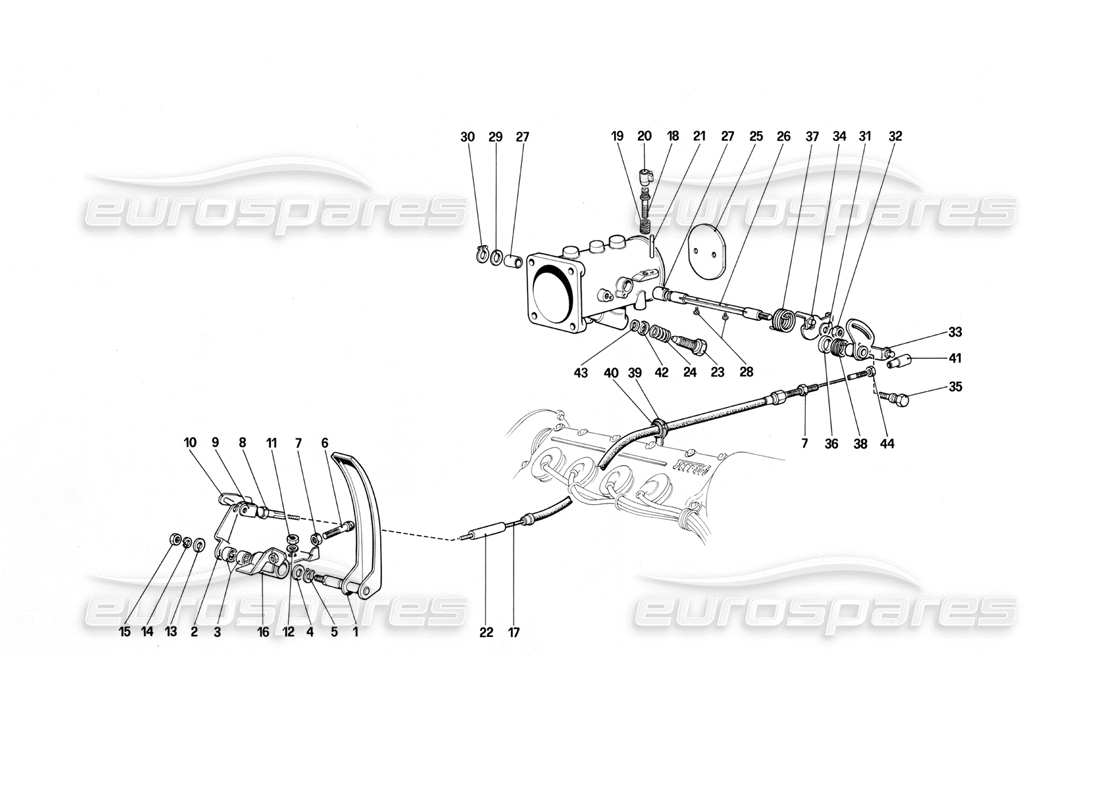 ferrari mondial 3.0 qv (1984) throttle housing and linkage parts diagram