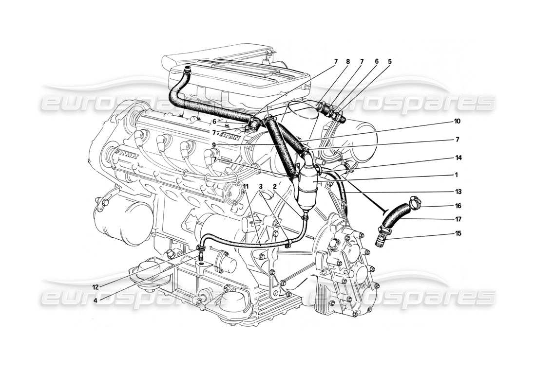 ferrari 208 turbo (1982) blow - by system parts diagram