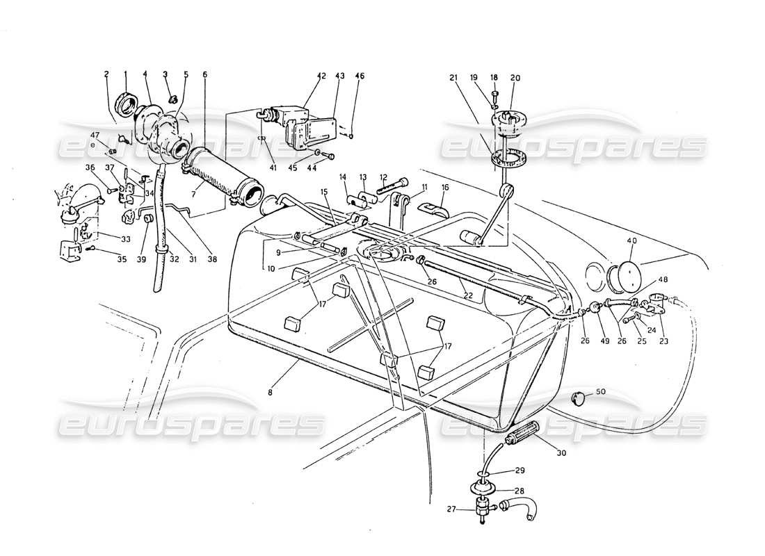 maserati biturbo 2.5 (1984) fuel tank parts diagram