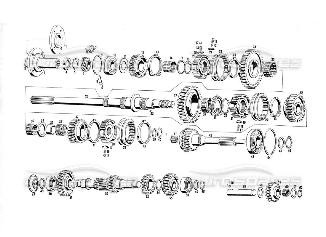 maserati indy 4.2 transmission gears part diagram