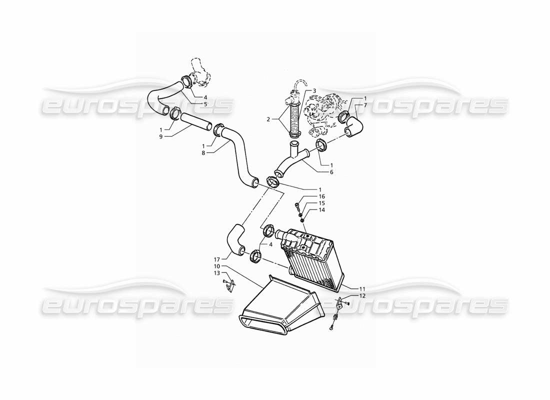 maserati qtp. 3.2 v8 (1999) heat exchanger pipes lh side part diagram