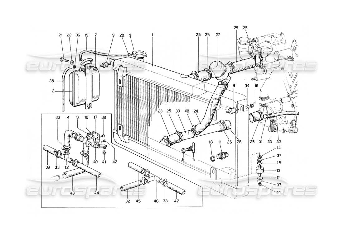 ferrari 400 gt (mechanical) cooling system parts diagram