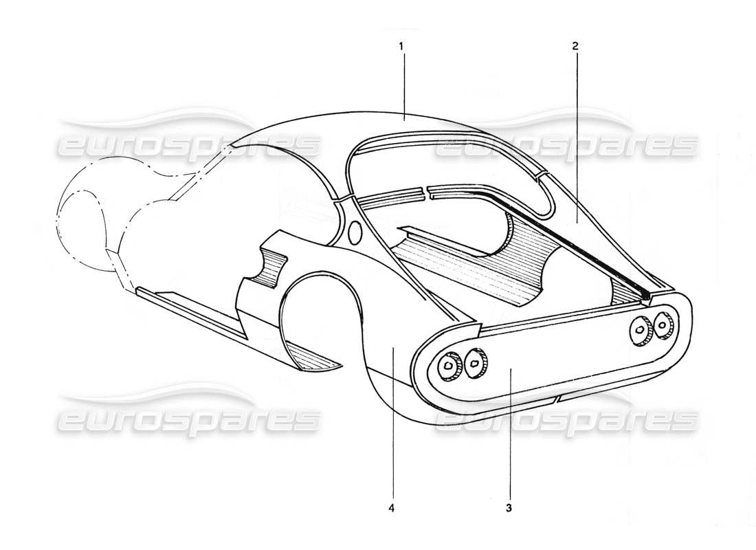 ferrari 206 gt dino (coachwork) rear end body work parts diagram