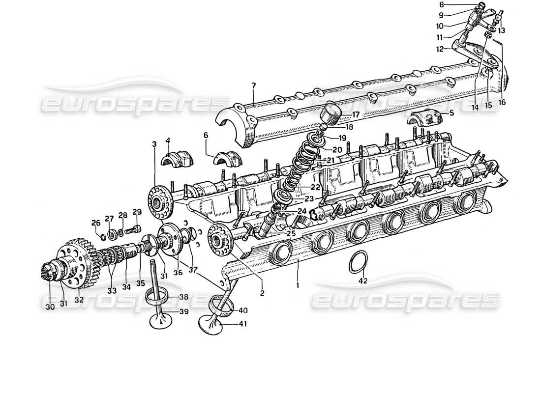ferrari 275 gtb4 cylinder head (right) parts diagram