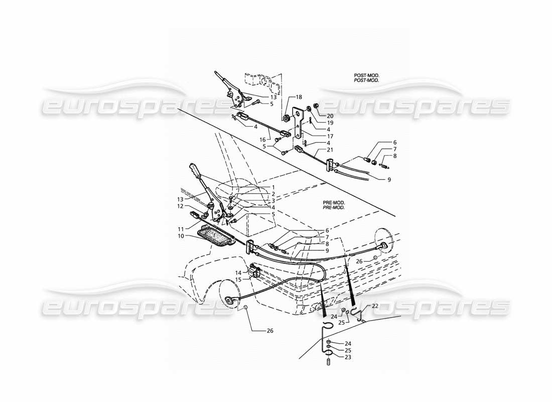 maserati qtp. 3.2 v8 (1999) handbrake control part diagram