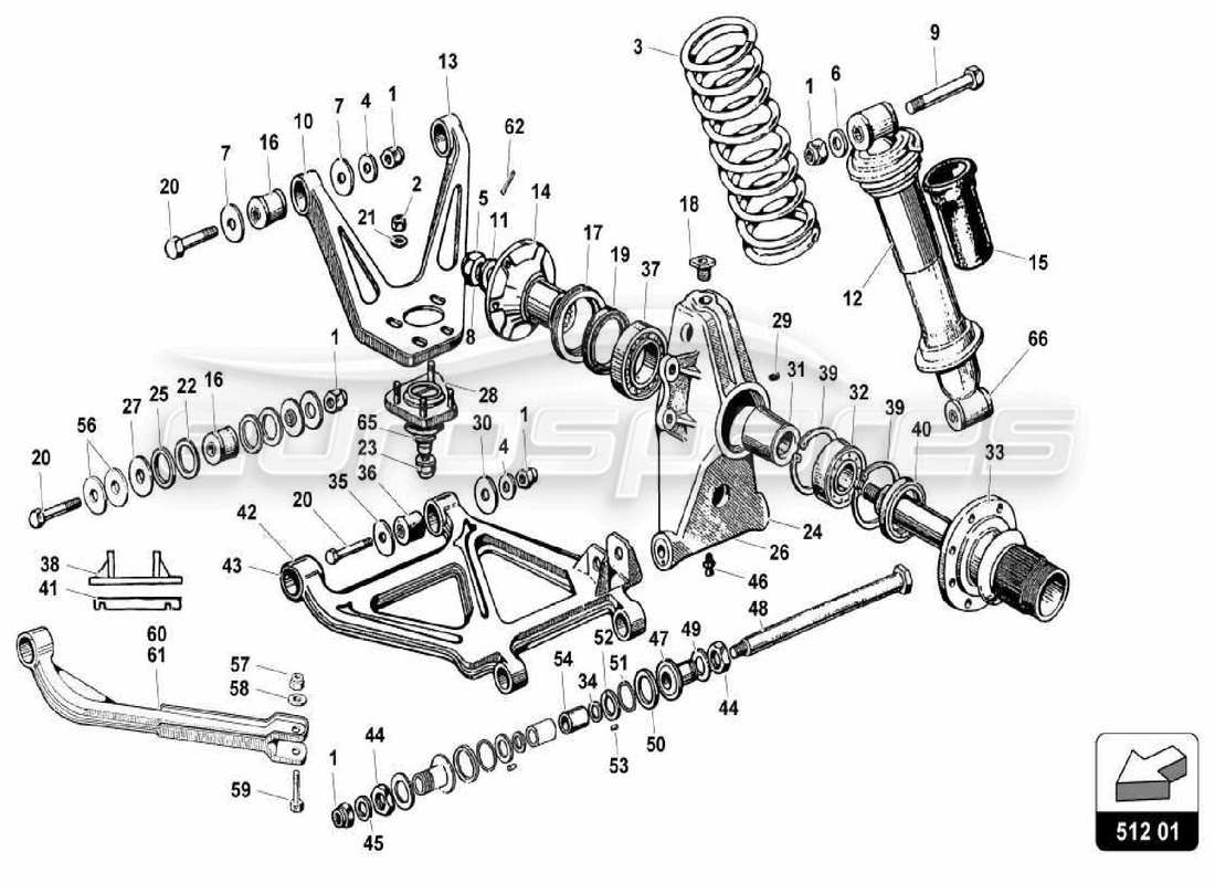 lamborghini miura p400 rear suspension parts diagram