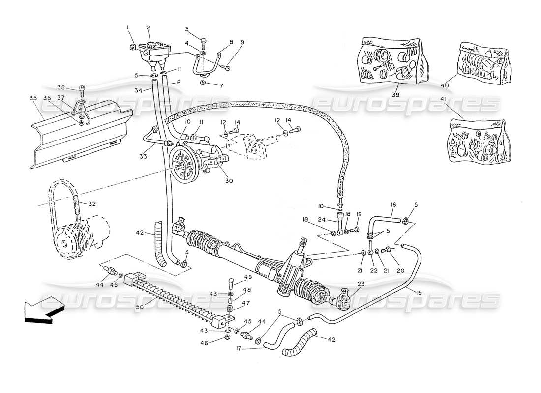 maserati ghibli 2.8 (non abs) power steering system part diagram