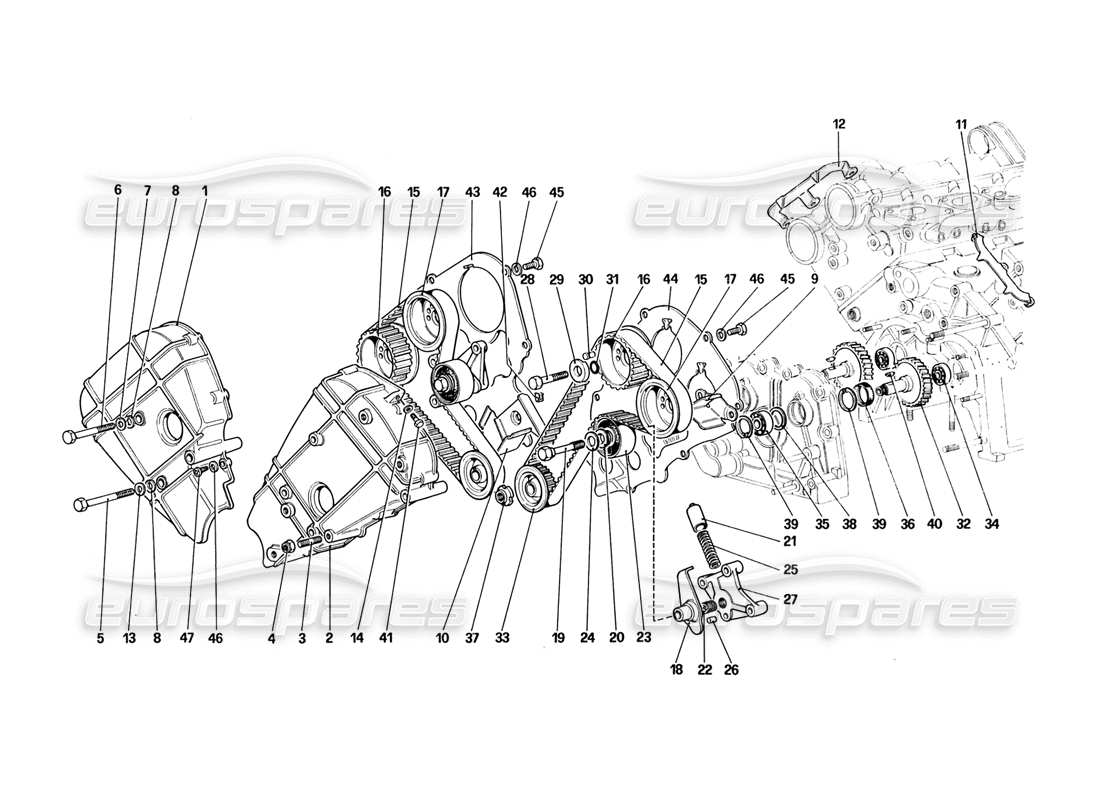 ferrari 328 (1988) timing syster - controls parts diagram