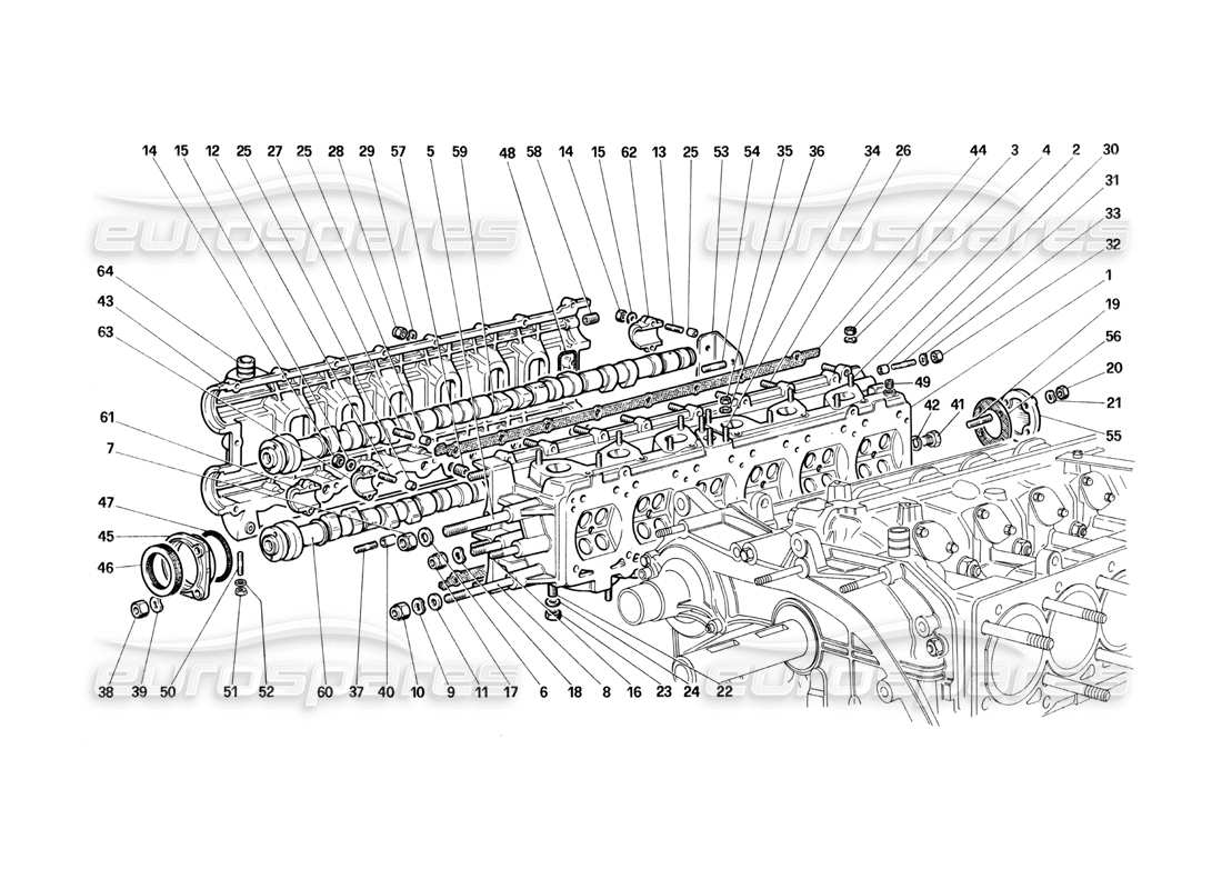 ferrari testarossa (1990) cylinder head (right) parts diagram