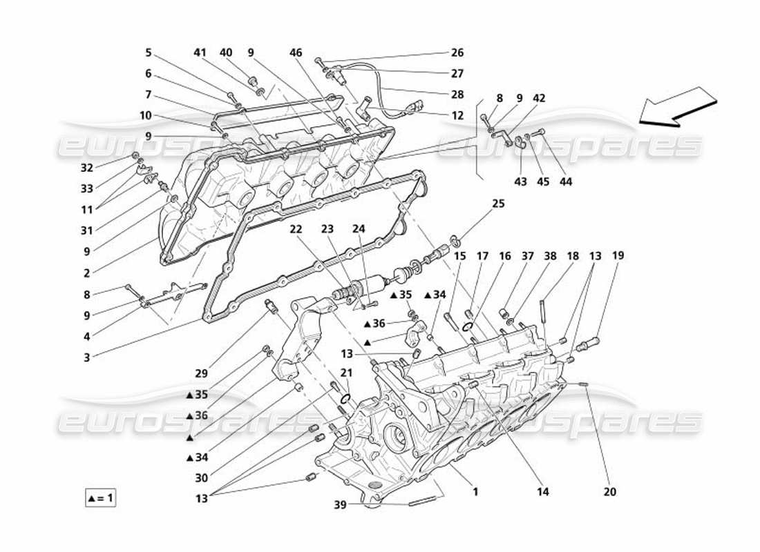 maserati 4200 spyder (2005) rh cylinder head parts diagram